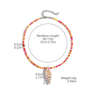 Amazon Hot Sale in Europe and America Summer Vacation Ocean Style Fashion Accessories Shell Necklace Mixed Color Rice-Shaped Beads Stringed Beads Necklace