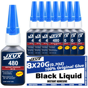 460/480 Black/Clear Super Glue Instant Quick-drying Black CyanoacrylateThick Adhesive Specially Formulated for Rubber Leather Tires and Plastics Strong Bond Liquid Glue Tool 8PCS.