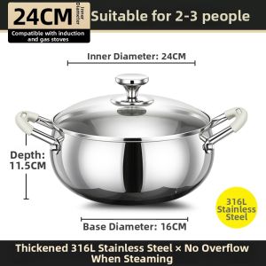 RONGCHUAN | Home Induction Stove Specialized Hot Pot 316 Stainless Steel