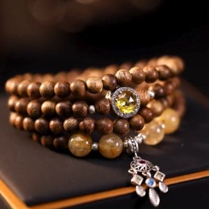 Vòng tay trầm hương chuỗi 108 hạt Nguyện Ước Thiên Mộc Hương trầm tốc Việt Nam - cuộc sống tốt đẹp