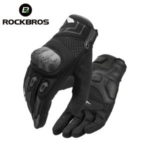 ROCKBROS Motorcycle Gloves Shockproof Cycling gloves Touch Screen Anti-Collision Full Finger Racing Gloves for Men Women Black Color