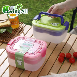 Double-layer Lunch Box Student Office Worker Bento Box Outdoor Picnic Fruit Food Container Light Salad Reducing Meal Lunch Bags