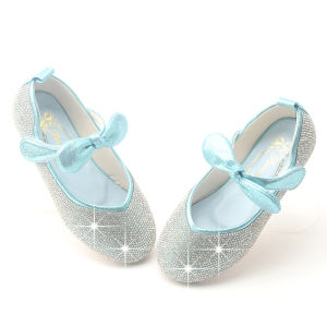 Princess Style Girls Shoes Soft Bottom Diamond Embellished Butterfly Knot Bean Bean Shoes Spring Autumn New Arrival Childrens Leather Shoes