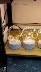 3D Night Light Acrylic LED 3 Modes USB Rechargeable Desk Sleeping Lamp for Bedroom Study Home Decor