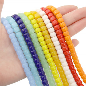 8mm màu trơn hạt pha lê thủy tinh Spacer hạt đệm rời cho vòng đeo tay vòng cổ tự làm Phụ kiện làm đồ trang sức 39cm