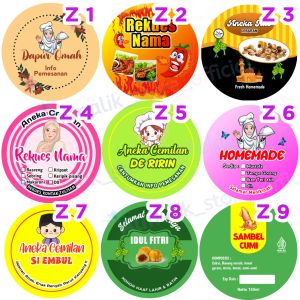 100 PCS Stiker label toples kue bulat logo olshop kue dessert ultah lebaran kemasan makanan bolu