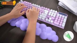 Keyboard Cloud Wrist Rest Memory Foam Keyboard Palm and Rubber Base Rest Ergonomic Keyboard Pad Wrist Support for Pain Relief