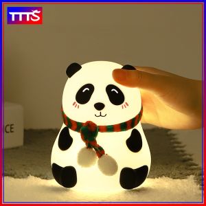 Đèn ban đêm gấu trúc sáng tạo đèn silicon có thể sạc qua USB trẻ em ngủ Đèn bàn bảo vệ mắt Quà tặng không khí Đèn đầu giường