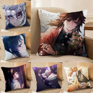 Bandai | Demon Slayer Demon Slayer Corps Anime Plush Pillow Cover Soft Short Plush Cushion Cover For Sofa Bedroom Home Decor Gift