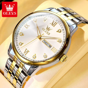 OLEVS Watches For Men Branded Original New 2023 Waterproof Luminous Calendar Week stainless steel strap Korean Business Style