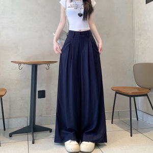 Yellow High Waist Slimming Loose Wide Leg Palazzo Summer Workwear Polyester Blend Tucked Pleater Pockets Commute Flavour Korean Style