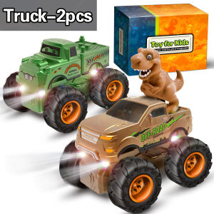 2-Pack Monster Truck Toy-Toy Truck with Flashing LED Wheels-Light-Up Cars Vehicles CarsPush and Go Toys Truck Playset Gift