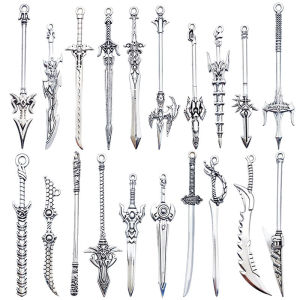 1Pcs Metal Anime Sword Weapon Pendant Silver Color Accessory DIY Toys for Necklace Keychian Earrings Gifts ( Pendant Only)