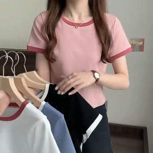 LadyLuxe - Baju Atasan Wanita Basic T-shirt Crop Top Tee Short Sleeve Kaos Polos Lengan Pendek SL020