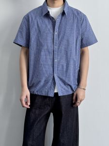 Retro Blue Pure Cotton Summer Shirt