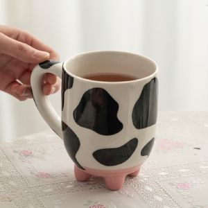 1pc 500ml/17oz Funny Cow Print Coffee Mug Ceramic Coffee Cup Water Cup Summer Winter Drinkware Perfect Gift