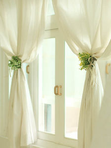 Simple Fresh Leaf Curtain Tie Decor Chinese Zen Style Green Plant Decoration Stainless Steel Clip Fixed Home Decoration Accessories