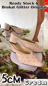 EMYE Sepatu Sandal Pengantin Kondangan Wanita 5cm 36-45 Brukat Payet Brokat Satin 11 Warna