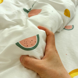 Thickened Pure Cotton Cartoon Fruit Vegetable Bed Sheet Set Single Piece Diagonal Pattern Bedding Cover for All Seasons