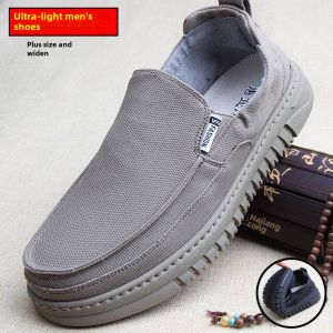 Old Beijing Mens Shoes Ultra-Light Popcorn Bottom Breathable Canvas Shoes for Wide & Fat Feet Feet Shoes for the Old Extra Fat Soft Bottom Plus Size