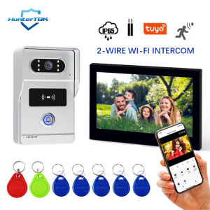 2 Wire Smart Life Tuya WiFi 1080P Video Intercom Video Waterproof Door Phone 7″ Screen Camera Doorbell Door Security System
