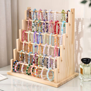 Vintage wooden bracelet storage rack stepped bead display rack jewelry storage rack watch hair clip and headband display rack