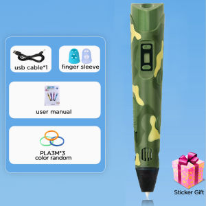 Kids 3D Printing Pen With LCD Screen & Stickers Compatible PLA Filament Safe With 9M PLA Girls Boys Birthday Gift Toys Print Pen