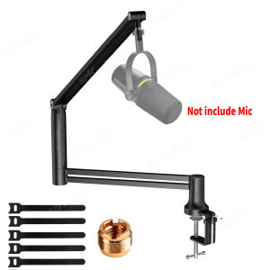 Low Profile Microphone Boom Arm with Extended Riser & Cable Management Recording Studio Adjustable Microphone Stand for K688 A6V