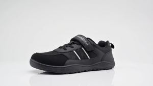 HOBIBEAR | HOBIBEAR Big Kid Wide Width Shoes Barefoot Hook-Loop Artificial Leather Sneakers Lightweight Zero Drop Walking Shoes