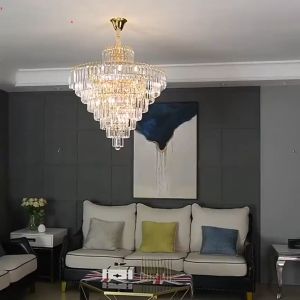 【Free gift】Luxury Crystal Chandelier Golden Crystal Chandelier Elegant Lighting Household Lamps Bedroom Staircase Corridor Ceiling Lamp