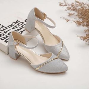 Korean 5cm Wedding Sandals shcool shoes for women mid-heel thick heel pointed heels sandals
