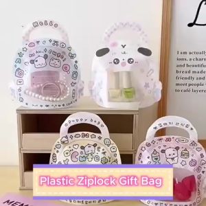 Plastic Ziplock Gift Bag Kantong Plastik Handle Kemasan Hampers Plastik Zip Lock Hadiah Souvenir Mainan Snack Tas Kado Ulang Tahun