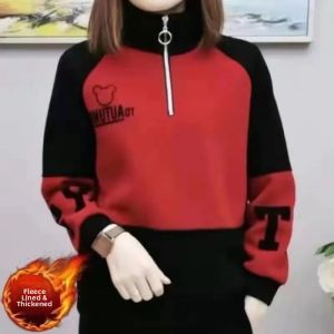 QIAOXIZI | Warm Oversized Womens Half-Zip Hoodie