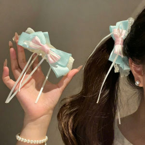 rosci | Kẹp Tóc Nơ Ruy Băng Màu Xanh Lá Mạ Phong Cách Hàn Quốc