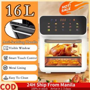 16L Air Fryer Oven With Touch Led Screen Large Capacity Oven With Visual Window No Oil Fume Household Microwave Multi-Functional Kitchen Appliances Oven For Party Fully Automatic Air Fryer