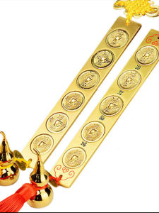 Copper Solid Chinese Qing Dynasty Six Emperors Ruler Copper Money Ruler Six Emperors Copper Ruler Five Emperors Ruler Luban Ruler Money Matching Gourd Ornaments Home Hanging Decoration