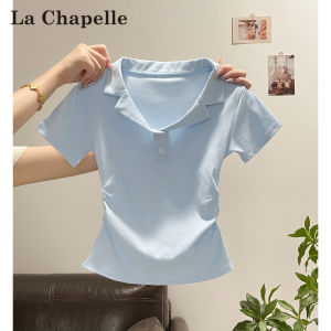 La Chapelle | Tailored Waistline Folding Design Polo Collar Short Sleeve T-Shirt