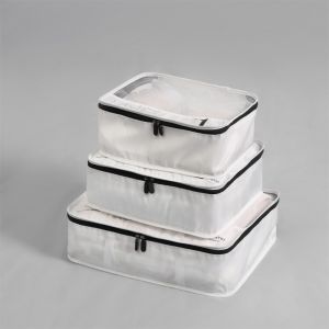 PICKIT แบบพกพาได้ ชุดย่อยเสื้อผ้า บีบอัดได้ พับเก็บได้ กระเป๋าถือแบบถือ กระเป๋ากันน้ำที่มองเห็นได้ กระเป๋าบรรจุกระเป๋าเดินทาง กระเป๋าเก็บของสำหรับเดินทาง