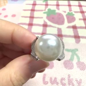 Huitan Imitation Pearl Women Ring Gorgeous Wedding Engagement Gentle Accessories Inlaid Bright Cubic Zirconia Lady Jewelry Gift