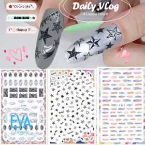 Miếng Dán Móng Tay 3D Nail Sticker Tráng Trí Hoa Văn Hoạ Tiết Chữ Viết Alphabet F492  F493  F494