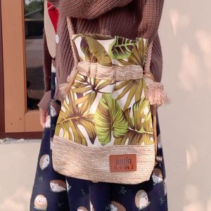 TAS WANITA / SLINGBAG SERUT KANVAS KOMBINASI GONI TAS TALI SERUT KECIL SELEMPANG KOMBINASI KANVAS EBONI