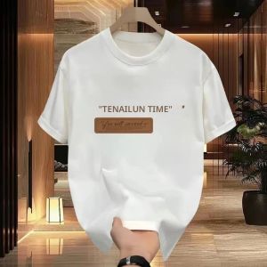 เสื้อยืดแขนสั้นผ้าฝ้ายลายพิมพ์แฟชั่นอเนกประสงค์สไตล์อเมริกันแบรนด์ดังทรงหลวมคอกลมสำหรับฤดูร้อน