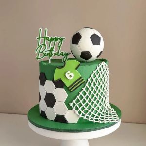 Football Boy Cake Topper Soccer Player Doll Decor for Birthday Party Sports Theme Childrens Celebration Supplies Cupcake Decor
