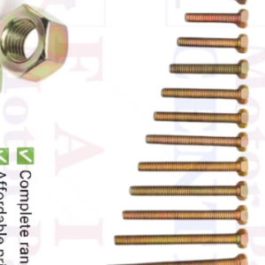BH.12x25mm (#17 sa yabe/tools) GOLD PLATED HEXAGONAL BOLT WITH NUT (Tetanized Zinc Plated)