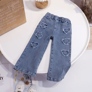 Childrens Wide Leg Jeans Loose Fit Girls Spring Autumn New Style Long Pants Straight Cut Versatile Trousers for Kids
