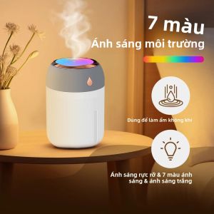 Máy Tạo Độ Ẩm Không Khí Mini USB 330ml Máy Khuếch Tán Hương Thơm Cầm Tay LED Sương Mù Mát Cho Phòng Ô Tô Nhà Cây Trồng Có Bảo Vệ Tắt Nguồn Khi Thiếu Nước