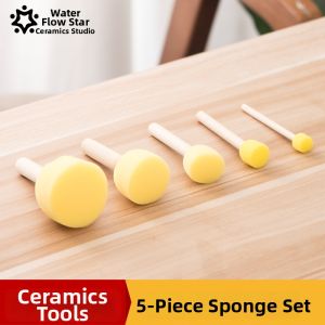 SHUILIUXING | Wooden Handle Absorbent Sponge Pottery Modeling Tool