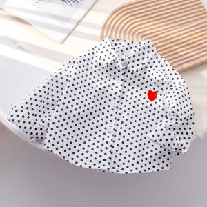 Áo Sơ Mi Nữ Trẻ Em Mới Thu Thời Trang Chấm Bi và Caro Bông