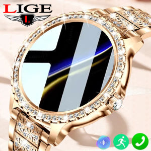 LIGE New Smart  Women Watch Gold Luxury Diamond Women Watch 24H Heart Rate Sleep Monitor Fitness Tracker Smart Watch Women Gift For Android IOS