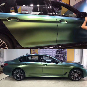 Premium Sparkle Metallic Chameleon Vinyl Wrap Film Roll Green to Gold Adhesive Decal Vehicle Car Wrapping with Air Release